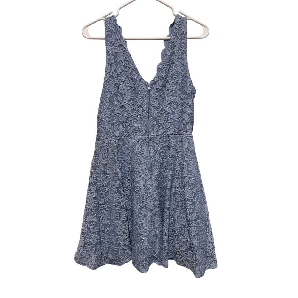 City Studio blue shimmer lace homecoming dress scallop edge semi formal Size 15